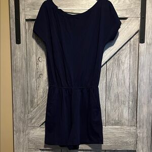 Navy Blue Short Sleeve Romper